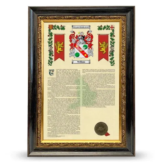 Welham Armorial History Framed - Heirloom