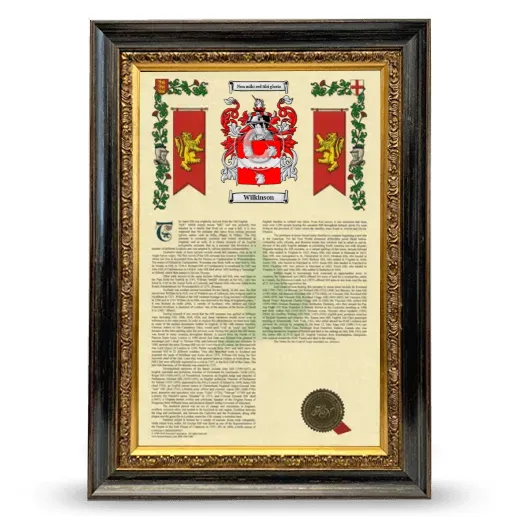 Wilkinson Armorial History Framed - Heirloom