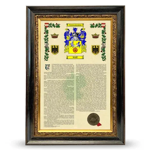 Wolff Armorial History Framed - Heirloom
