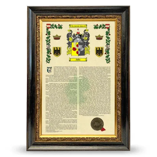 Zahn Armorial History Framed - Heirloom