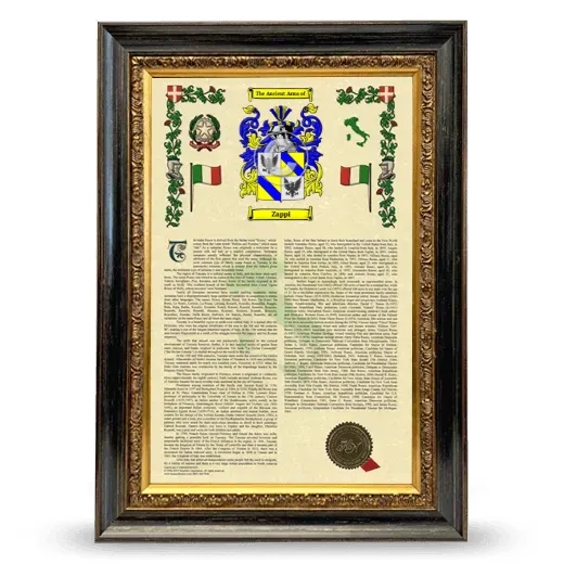 Zappi Armorial History Framed - Heirloom