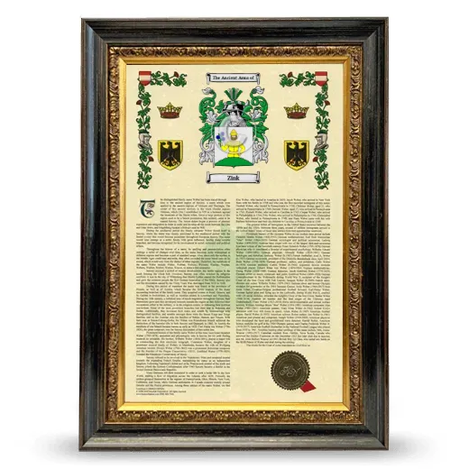 Zink Armorial History Framed - Heirloom