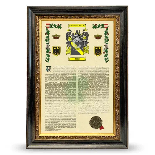 Zoble Armorial History Framed - Heirloom