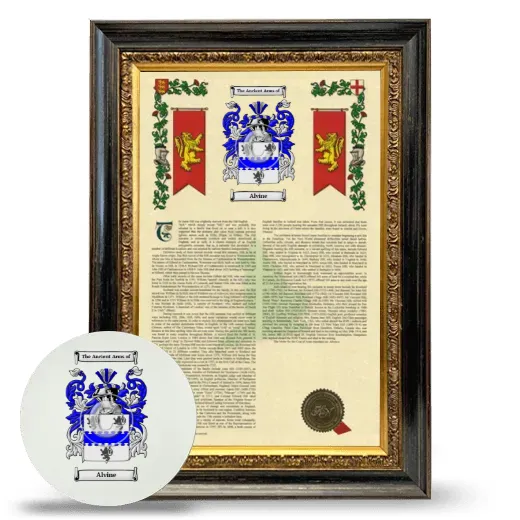 Alvine Framed Armorial History and Mouse Pad - Heirloom