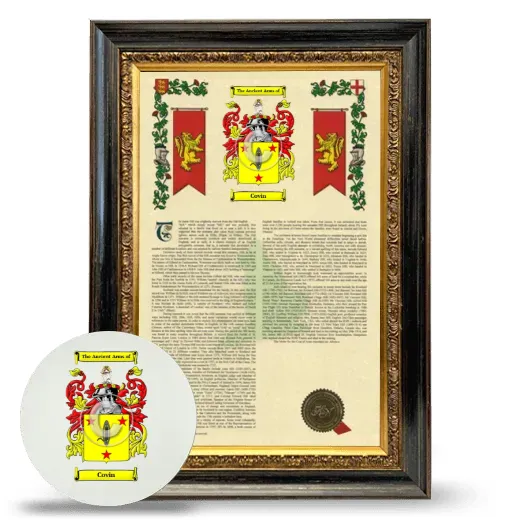 Covin Framed Armorial History and Mouse Pad - Heirloom