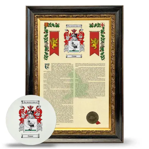 Crane Framed Armorial History and Mouse Pad - Heirloom