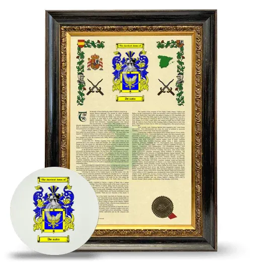 De soto Framed Armorial History and Mouse Pad - Heirloom