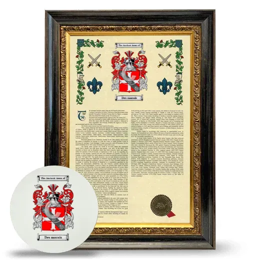 Des marais Framed Armorial History and Mouse Pad - Heirloom
