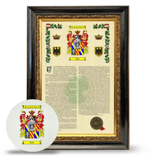 Lutz Framed Armorial History and Mouse Pad - Heirloom