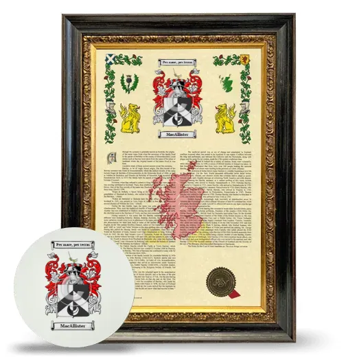 MacAllister Framed Armorial History and Mouse Pad - Heirloom