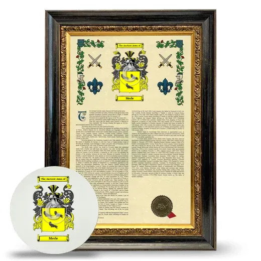 Merle Framed Armorial History and Mouse Pad - Heirloom