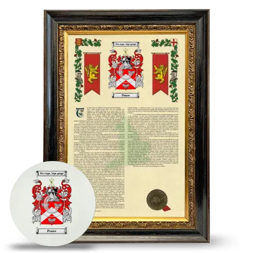 Ponce Framed Armorial History and Mouse Pad - Heirloom