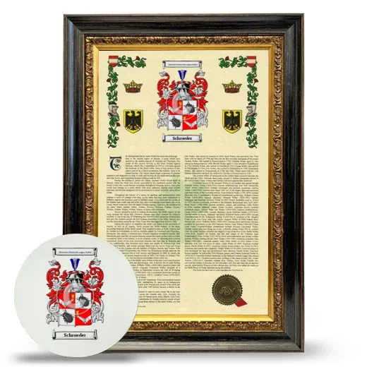 Schroeder Framed Armorial History and Mouse Pad - Heirloom