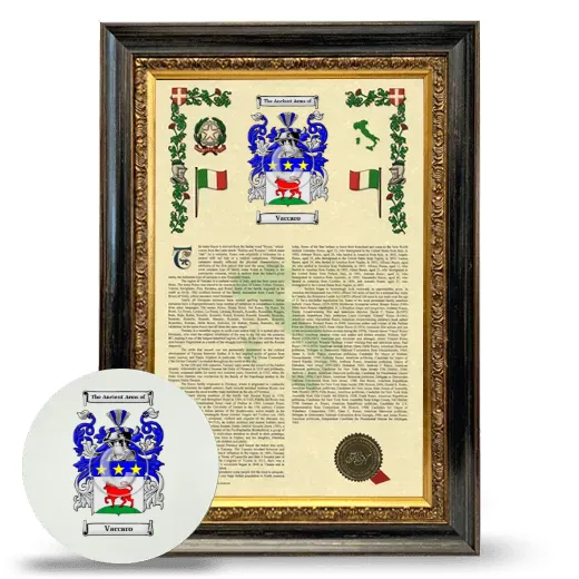 Vaccaro Framed Armorial History and Mouse Pad - Heirloom