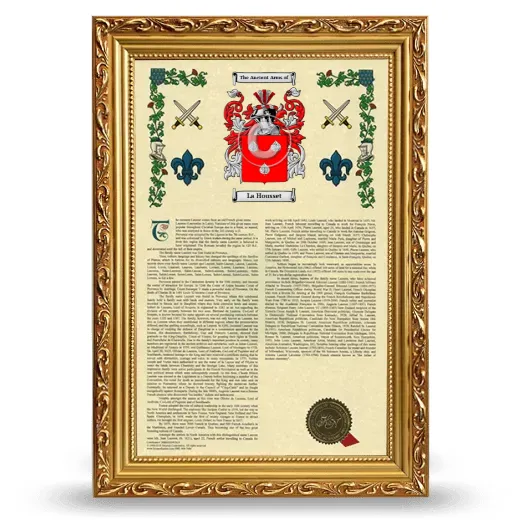 La Housset Armorial History Framed - Gold
