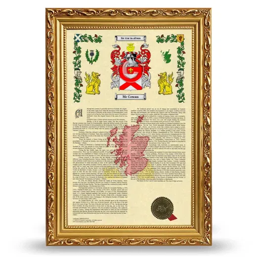 Mc Cowan Armorial History Framed - Gold