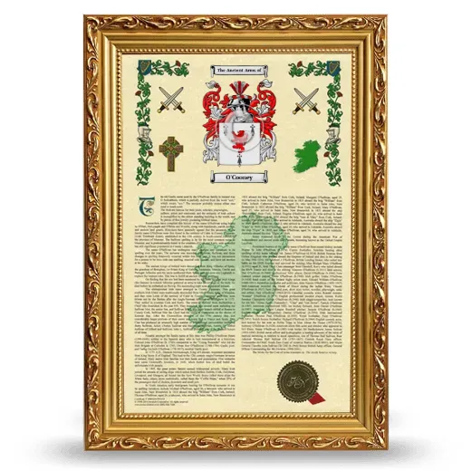 O'Cooney Armorial History Framed - Gold