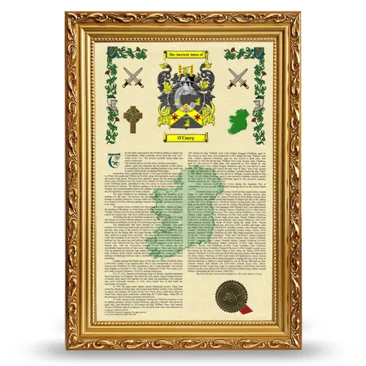 O'Curry Armorial History Framed - Gold
