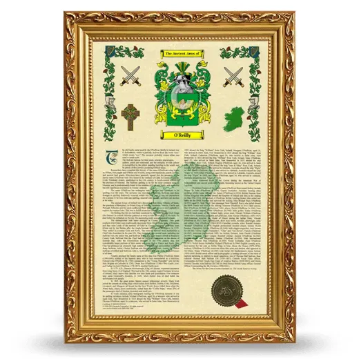 O'Reilly Armorial History Framed - Gold