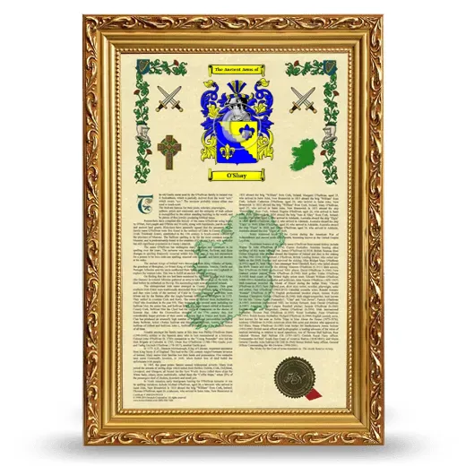 O'Shay Armorial History Framed - Gold