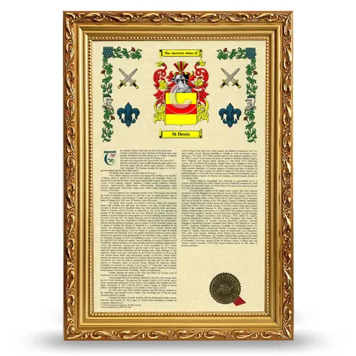 St Denis Armorial History Framed - Gold