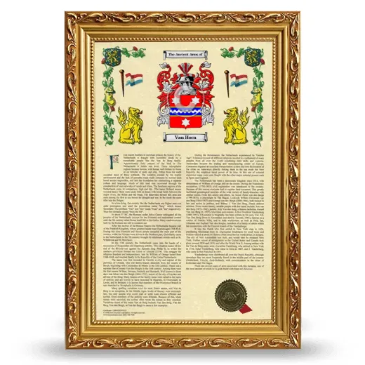 Van Horn Armorial History Framed - Gold