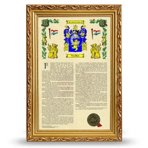 Van Rym Armorial History Framed - Gold