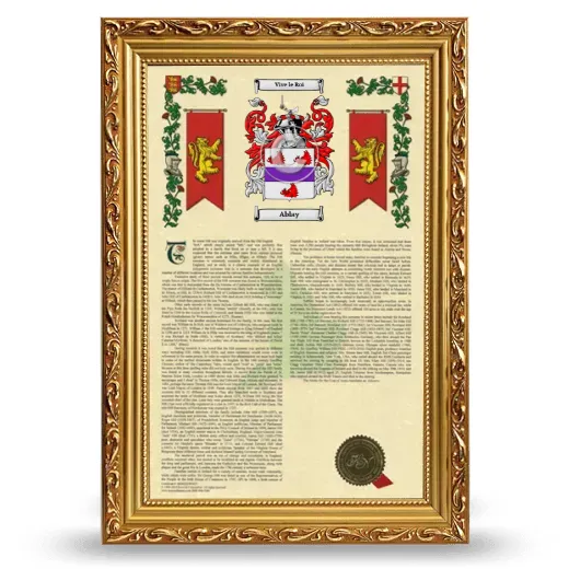 Ablay Armorial History Framed - Gold