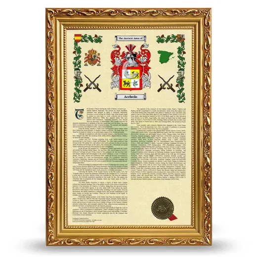 Acebedo Armorial History Framed - Gold