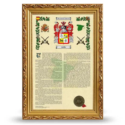 Acebo Armorial History Framed - Gold