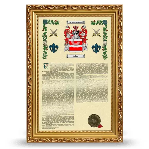 Achor Armorial History Framed - Gold