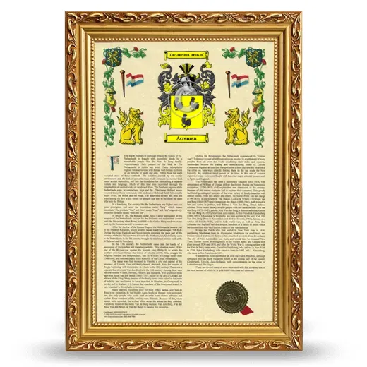 Acreman Armorial History Framed - Gold