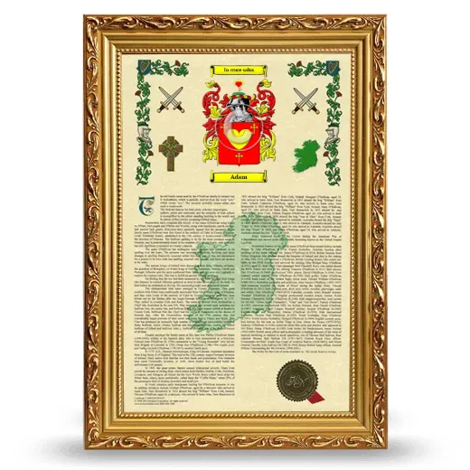 Adam Armorial History Framed - Gold