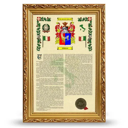 Adamos Armorial History Framed - Gold