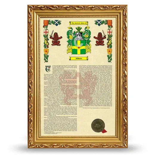 Adams Armorial History Framed - Gold