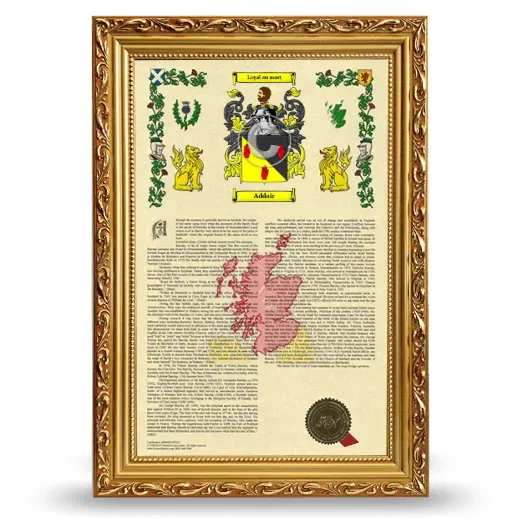 Addair Armorial History Framed - Gold