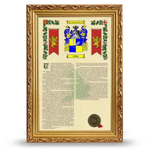 Adney Armorial History Framed - Gold