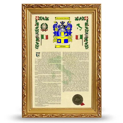 Adriano Armorial History Framed - Gold