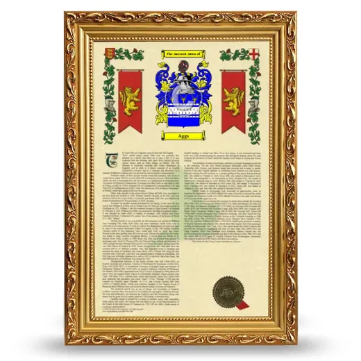 Aggs Armorial History Framed - Gold