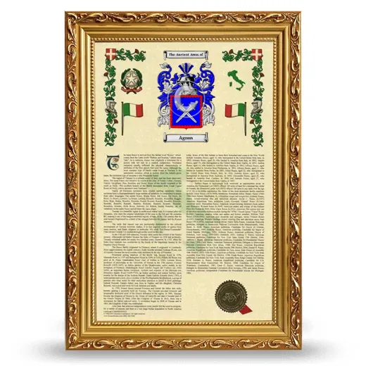 Agnus Armorial History Framed - Gold