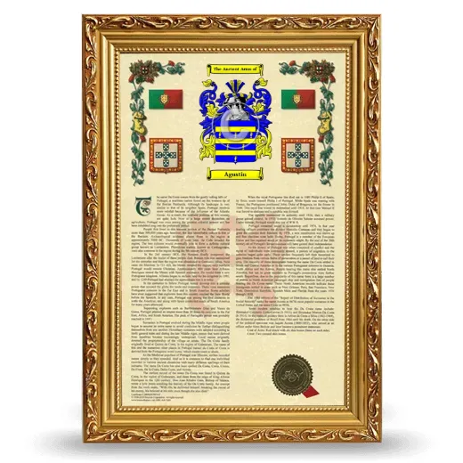 Agustin Armorial History Framed - Gold