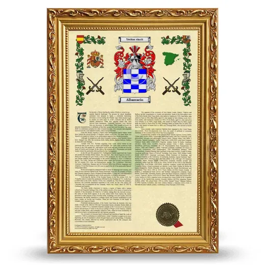 Albarracin Armorial History Framed - Gold