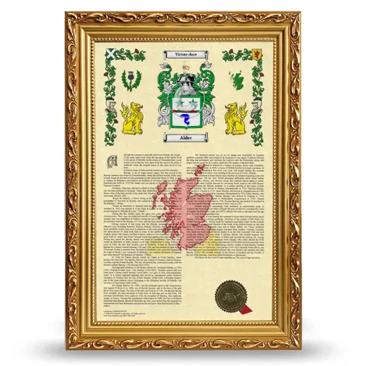 Alder Armorial History Framed - Gold