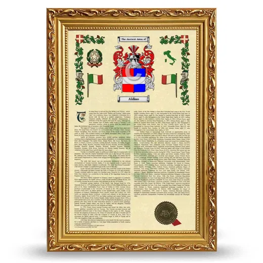 Aldino Armorial History Framed - Gold