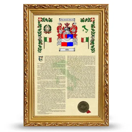 Aldo Armorial History Framed - Gold