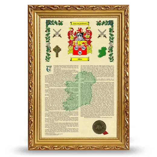 Alen Armorial History Framed - Gold