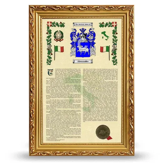 Alessandro Armorial History Framed - Gold