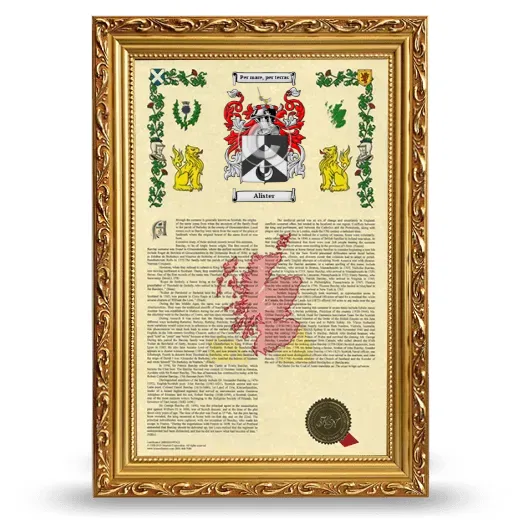 Alister Armorial History Framed - Gold