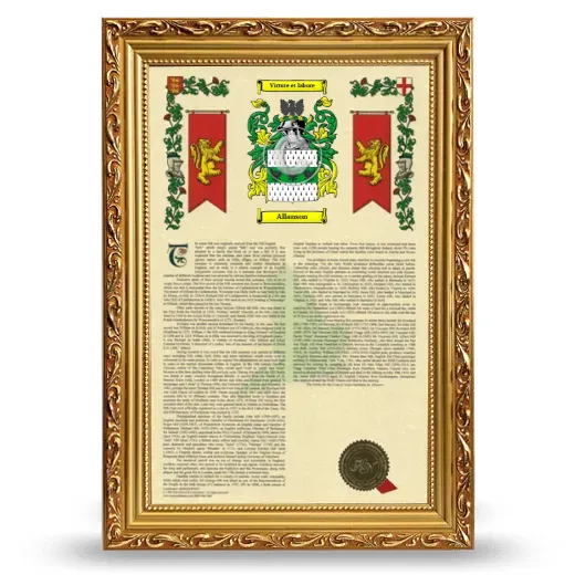 Allanson Armorial History Framed - Gold