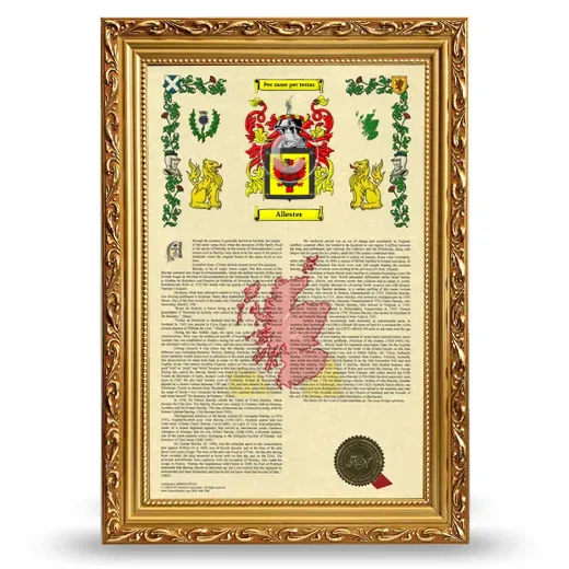 Allester Armorial History Framed - Gold